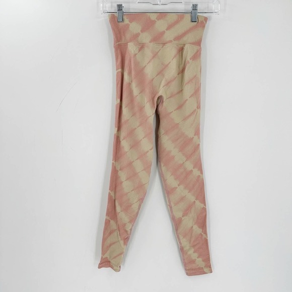 PINK Victoria Secret Tie Dye Waffle Knit Workout Leggings - Picture 1 of 8